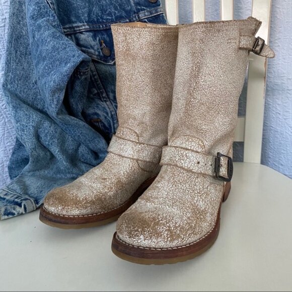 Frye Veronica Suede Crackle Boots Booties - Picture 1 of 11